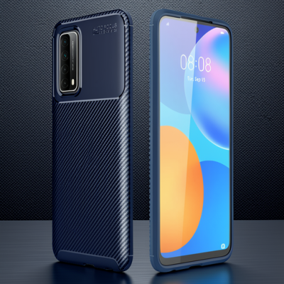 Huawei P Smart 2021 Kılıf Auto Focus Karbon Kapak - Lacivert