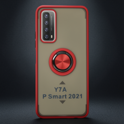 Huawei P Smart 2021 Kılıf Montreal Yüzüklü Silikon Kapak - Kırmızı