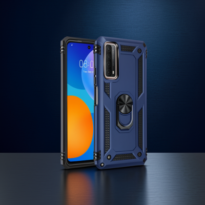 Huawei P Smart 2021 Kılıf Sofya Yüzüklü Silikon Kapak - Lacivert