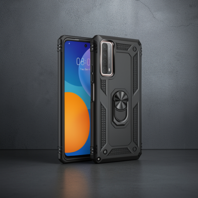 Huawei P Smart 2021 Kılıf Sofya Yüzüklü Silikon Kapak - Siyah