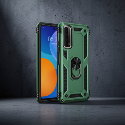 Huawei P Smart 2021 Kılıf Sofya Yüzüklü Silikon Kapak - Yeşil