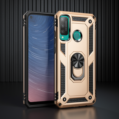 Huawei P40 Lite E Kılıf Sofya Yüzüklü Silikon Kapak - Gold