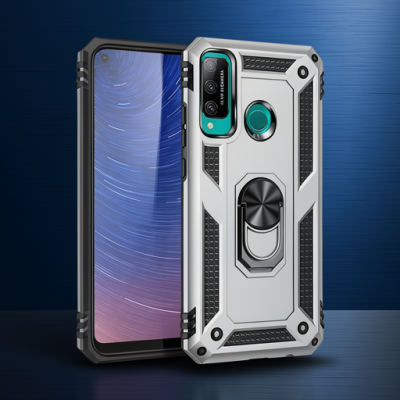 Huawei P40 Lite E Kılıf Sofya Yüzüklü Silikon Kapak - Gümüş