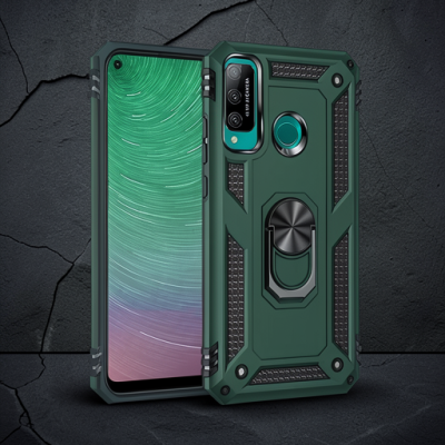 Huawei P40 Lite E Kılıf Sofya Yüzüklü Silikon Kapak - Yeşil