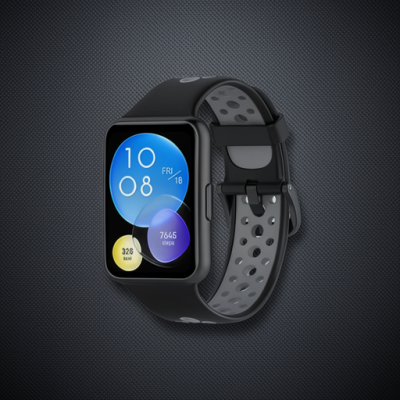 Huawei Watch Fit 2 Spor Delikli Kordon - Siyah-gri