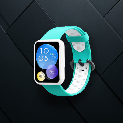 Huawei Watch Fit 2 Spor Delikli Kordon - Turkuaz-beyaz