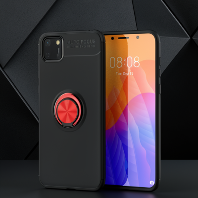 Huawei Y5p Kılıf Range Yüzüklü Silikon - Siyah-kırmızı