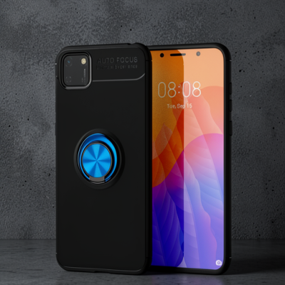 Huawei Y5p Kılıf Range Yüzüklü Silikon - Siyah-mavi