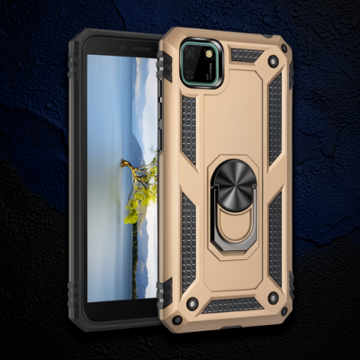 Huawei Y5p Kılıf Sofya Yüzüklü Silikon Kapak - Gold
