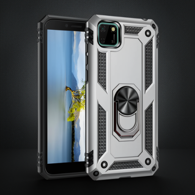Huawei Y5p Kılıf Sofya Yüzüklü Silikon Kapak - Gümüş