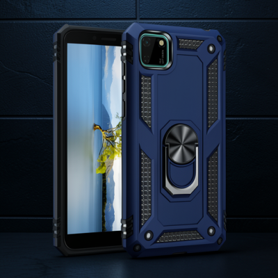 Huawei Y5p Kılıf Sofya Yüzüklü Silikon Kapak - Lacivert