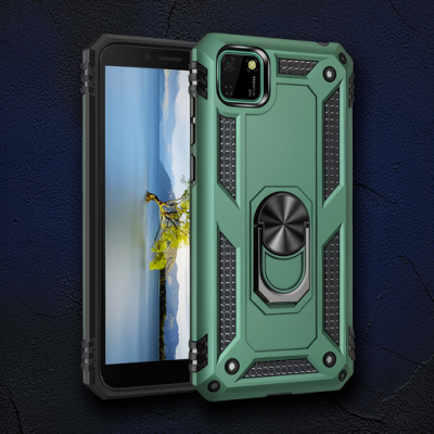Huawei Y5p Kılıf Sofya Yüzüklü Silikon Kapak - Yeşil