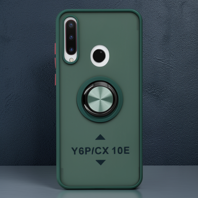 Huawei Y6p Kılıf Montreal Yüzüklü Silikon Kapak - Yeşil