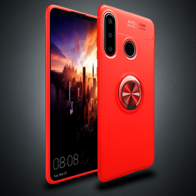 Huawei Y6p Kılıf Range Yüzüklü Silikon - Kırmızı