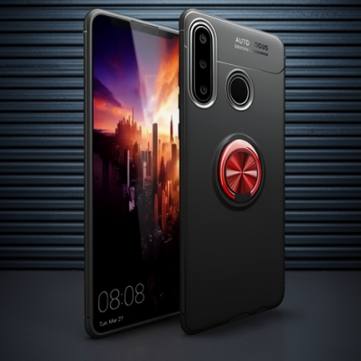 Huawei Y6p Kılıf Range Yüzüklü Silikon - Siyah-kırmızı