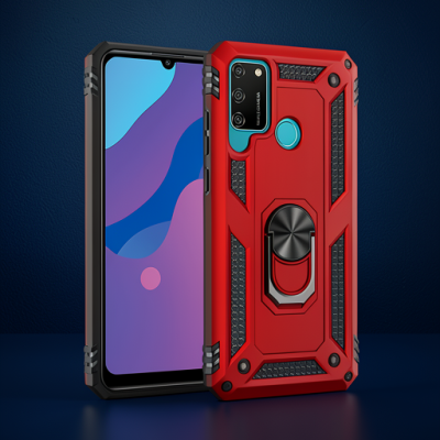 Huawei Y6p Kılıf Sofya Yüzüklü Silikon Kapak - Kırmızı