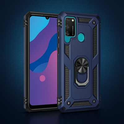 Huawei Y6p Kılıf Sofya Yüzüklü Silikon Kapak - Lacivert