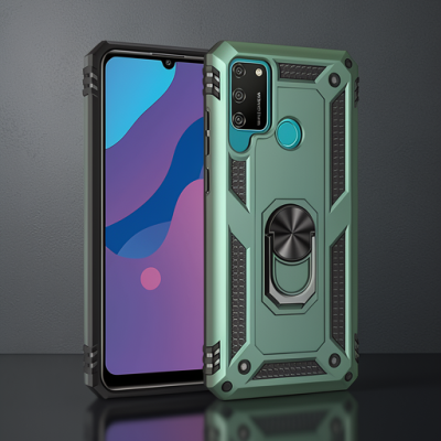 Huawei Y6p Kılıf Sofya Yüzüklü Silikon Kapak - Yeşil