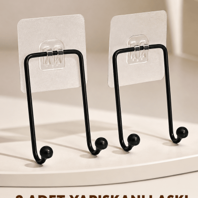 İkili Duvar Tipi Yapışkanlı Askılık Pratik Ev Düzenleme Askısı