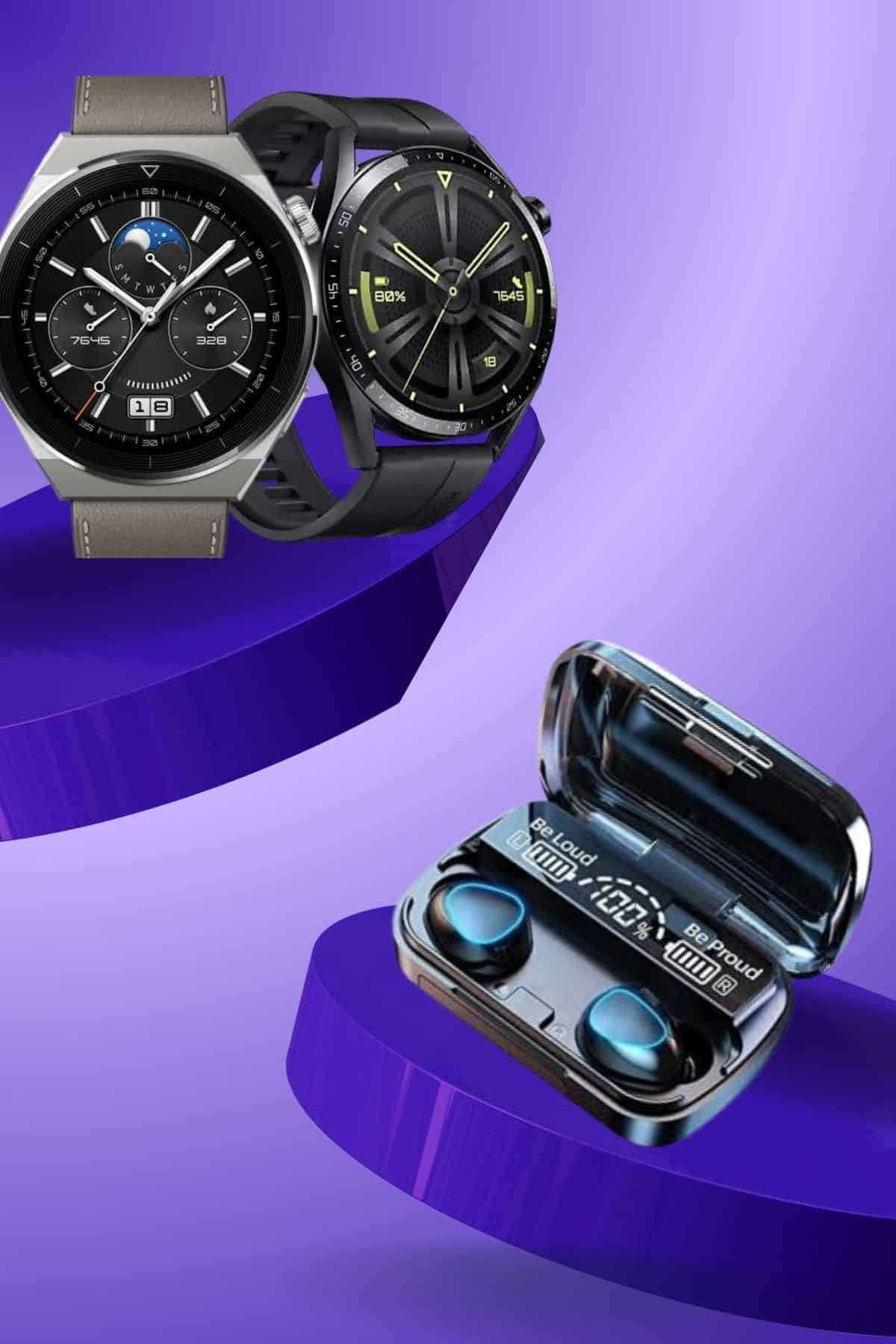 İkili Set Akıllı Saat Ve Bluetooth Kulaklık Kablosuz Uzun Pil Ömrü Spor Modları