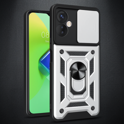İnfinix Hot 30 4g Kılıf Pars Lens Yüzüklü Silikon - Gümüş