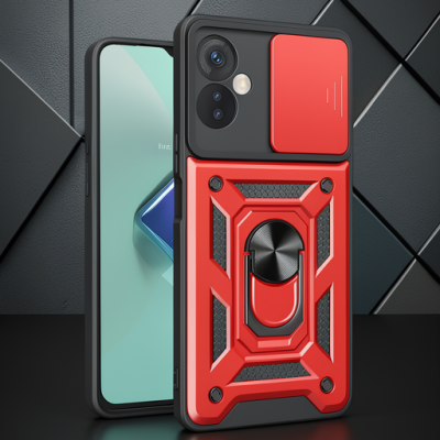 İnfinix Hot 30 4g Kılıf Pars Lens Yüzüklü Silikon - Kırmızı