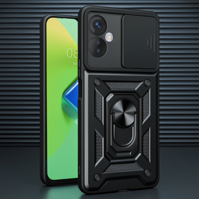 İnfinix Hot 30 4g Kılıf Pars Lens Yüzüklü Silikon - Siyah