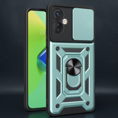 İnfinix Hot 30 4g Kılıf Pars Lens Yüzüklü Silikon - Yeşil