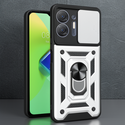İnfinix Hot 30 5g Kılıf Pars Lens Yüzüklü Silikon - Gümüş