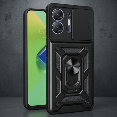İnfinix Hot 30 5g Kılıf Pars Lens Yüzüklü Silikon - Siyah