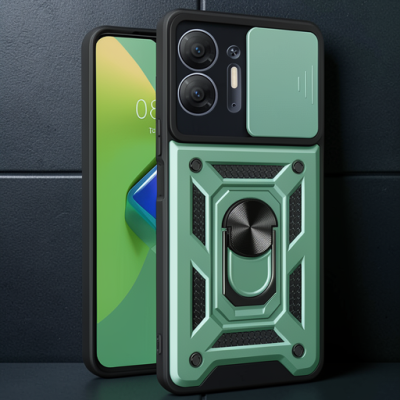 İnfinix Hot 30 5g Kılıf Pars Lens Yüzüklü Silikon - Yeşil