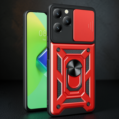 İnfinix Hot 40 Pro Kılıf Pars Lens Yüzüklü Silikon - Kırmızı