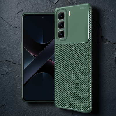 İnfinix Hot 50 4g Kılıf Auto Focus Karbon Kapak - Koyu Yeşil