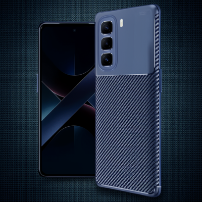 İnfinix Hot 50 4g Kılıf Auto Focus Karbon Kapak - Lacivert