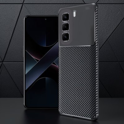 İnfinix Hot 50 4g Kılıf Auto Focus Karbon Kapak - Siyah