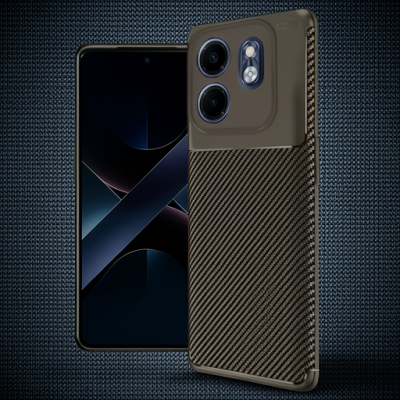 İnfinix Smart 9 Kılıf Auto Focus Karbon Kapak - Kahverengi