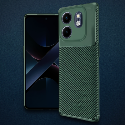 İnfinix Smart 9 Kılıf Auto Focus Karbon Kapak - Koyu Yeşil