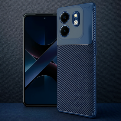 İnfinix Smart 9 Kılıf Auto Focus Karbon Kapak - Lacivert