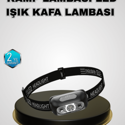 IPX5 Su Geçirmez Şarjlı LED Kafa Feneri | Hareket Sensörlü, Ayarlanabilir 60° Far