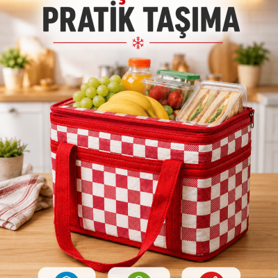 Isı Yalıtımlı Termos Piknik Çantası Geniş Hacimli Soğuk ve Sıcak Taşıma Çantası