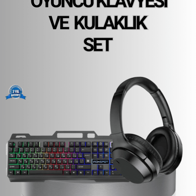 Işıklı Oyuncu Klavye Mouse ve Bluetooth Kulaklık Seti Türkçe Q USB