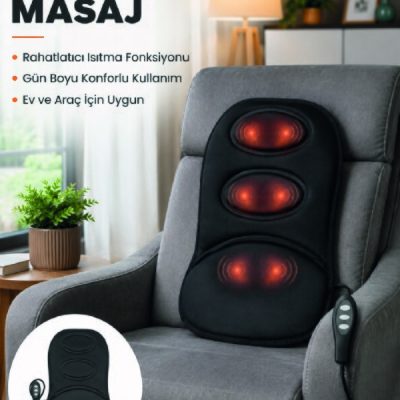 Isıtmalı Masaj Minderi  Masaj Motoru, Kablolu Kumanda ve Çoklu Masaj Modu