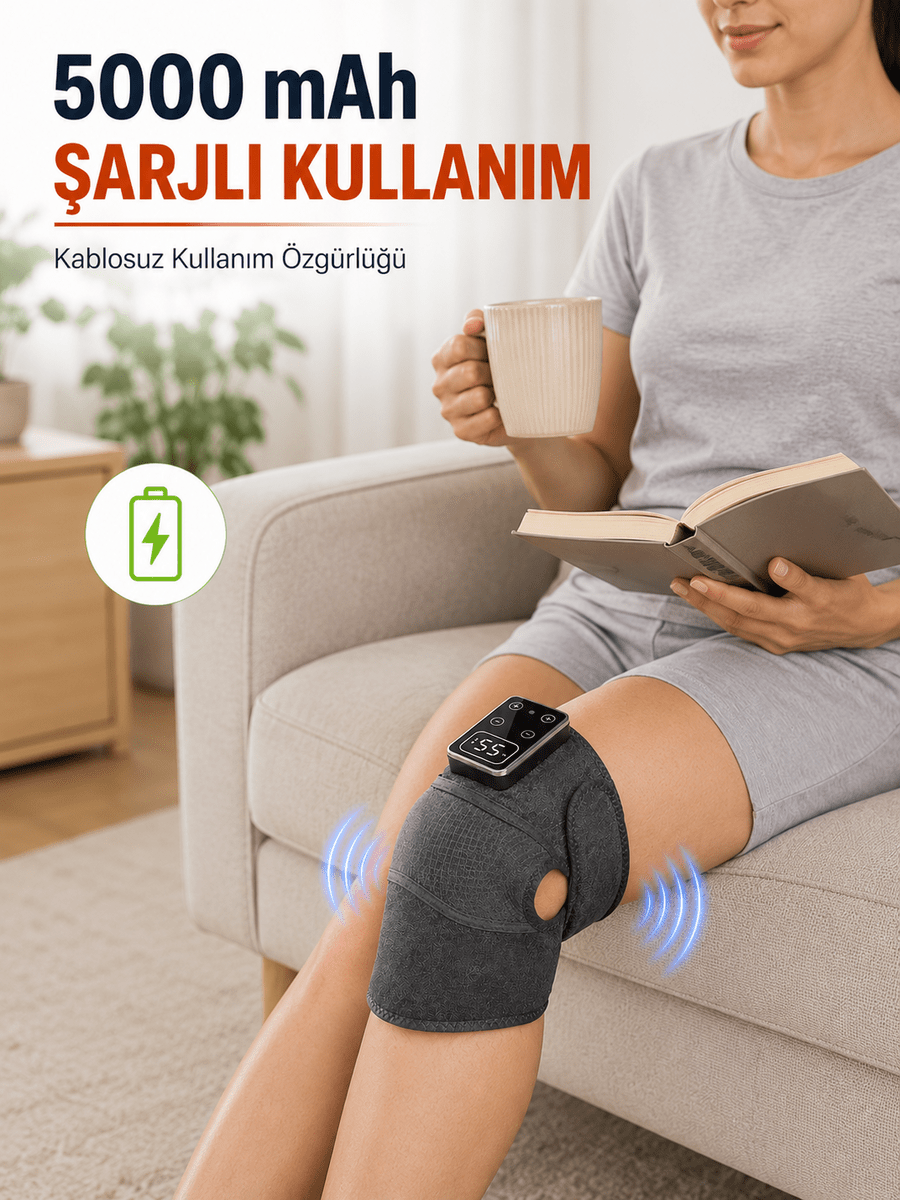 Isıtmalı ve Titreşimli Diz Masaj Aleti Şarjlı Dijital Ekranlı 5000 mAh Masaj Cihazı