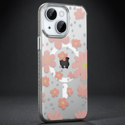 Joko Apple İphone 14 Floral Magsafe Kapak - Pembe