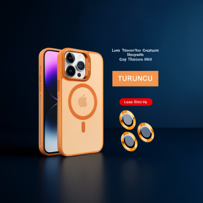 Joko Apple İphone 14 Pro Kılıf Flet Lens Magsafe Kapak - Turuncu