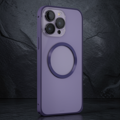 Joko Apple İphone 14 Pro Kılıf Metal Bumper Magneticsafe Kapak - Derin Mor