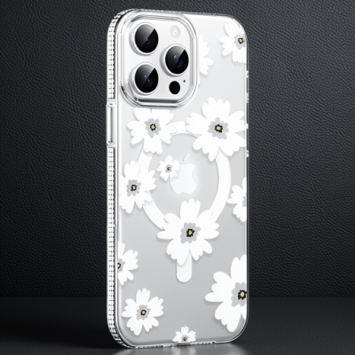 Joko Apple İphone 15 Pro Floral Magsafe Kapak - Beyaz