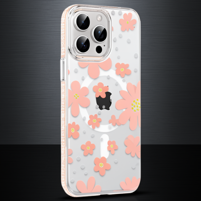 Joko Apple İphone 15 Pro Floral Magsafe Kapak - Pembe