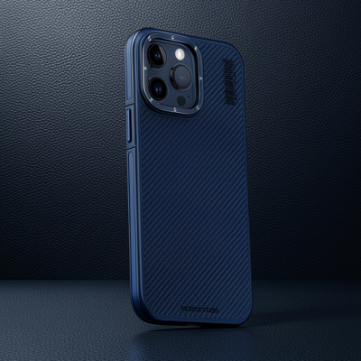 Joko Apple İphone 15 Pro Max Kılıf Aramid 600d Kevlar Karbon Fiber Magsafe Kapak - Lacivert