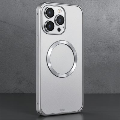 Joko Apple İphone 15 Pro Max Kılıf Metal Bumper Magneticsafe Kapak - Gri
